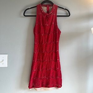 Red Lace Sleeveless Dress